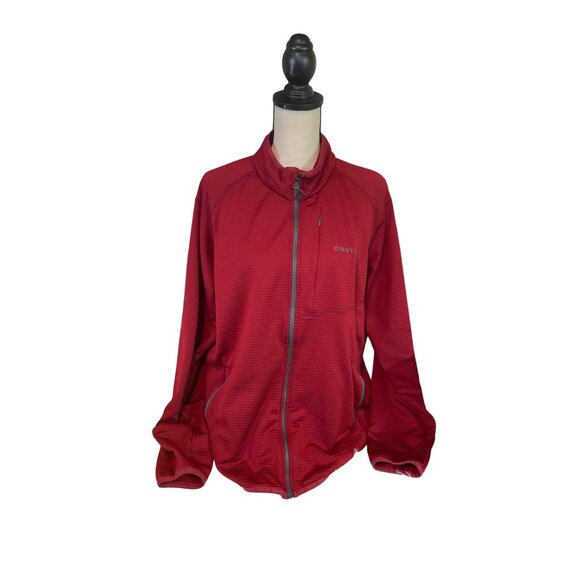 Orvis Mens Jacket Large Red Full-Zip Lightweight Ribbed Texture Gorpcore - Picture 1 of 10